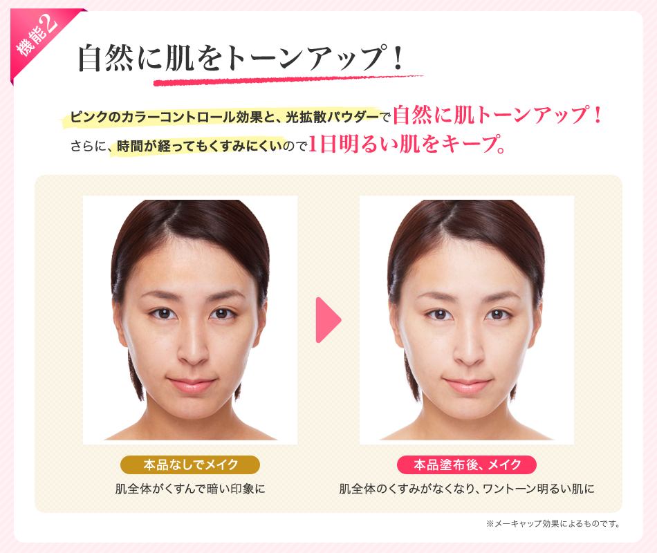 機能２　自然に肌をトーンアップ！