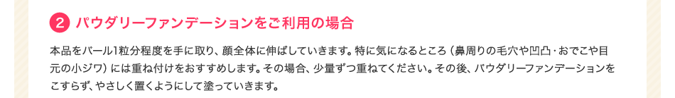 2 パウダリーファンデーションをご利用の場合