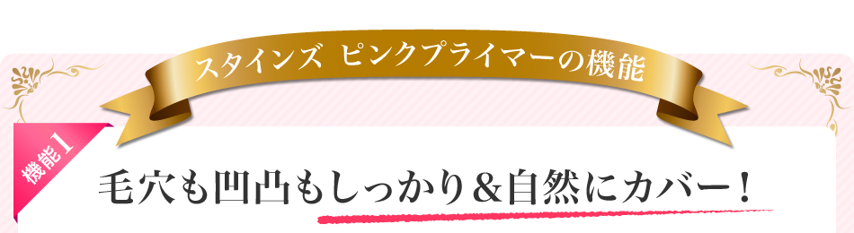 スタインズピンクプライマーの機能　機能1毛穴も凹凸もしっかり＆自然にカバー