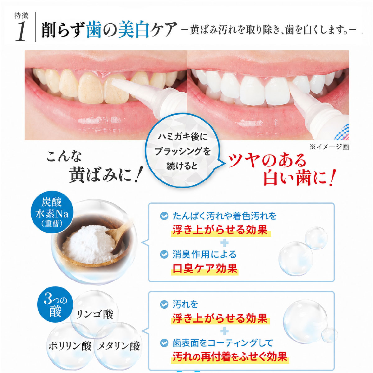 薬用ホワイトニング デンタブラッシュ EX特徴１