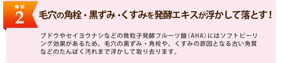 機能2 汚れを落とすだけでなく、しっかりと肌を潤す!